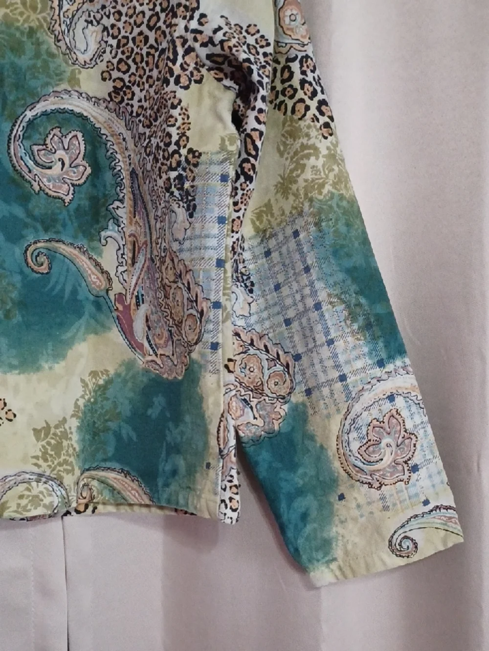 Gaudy Couture Paisley Animal Print Denim Jacket Rhinestones Button Front